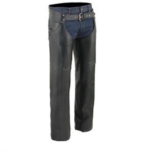 NWT Event Leather EL1101 Men's Classic Black Leather Chaps with Jean Pockets